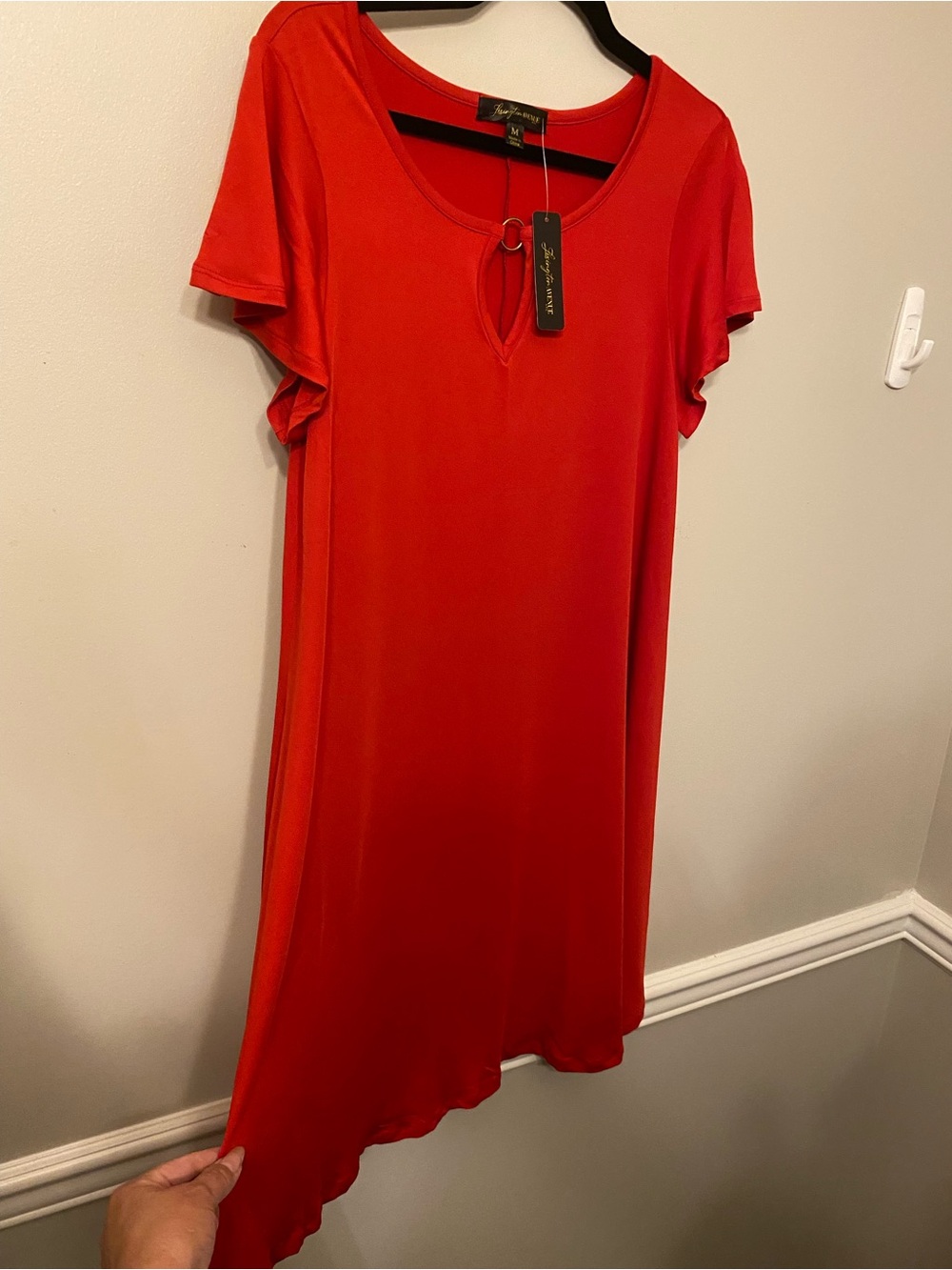 Lexington Avenue Elegant Red Midi Dress with Keyhole Detail